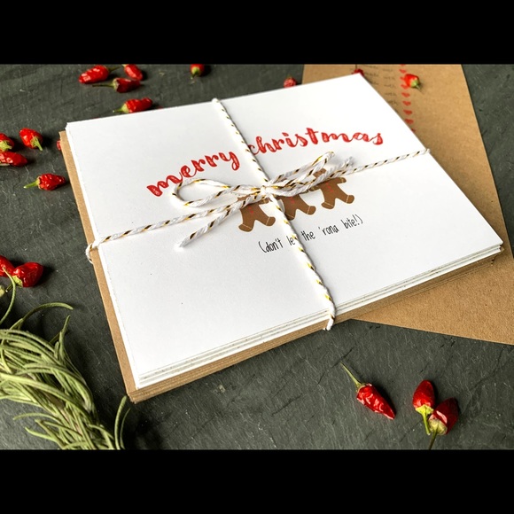 🦄 Covid Christmas cards — set of 10, handcrafted - Picture 3 of 9